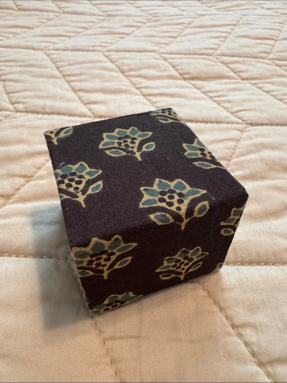 Chan Luu Brown Box with Teal Floral Motif